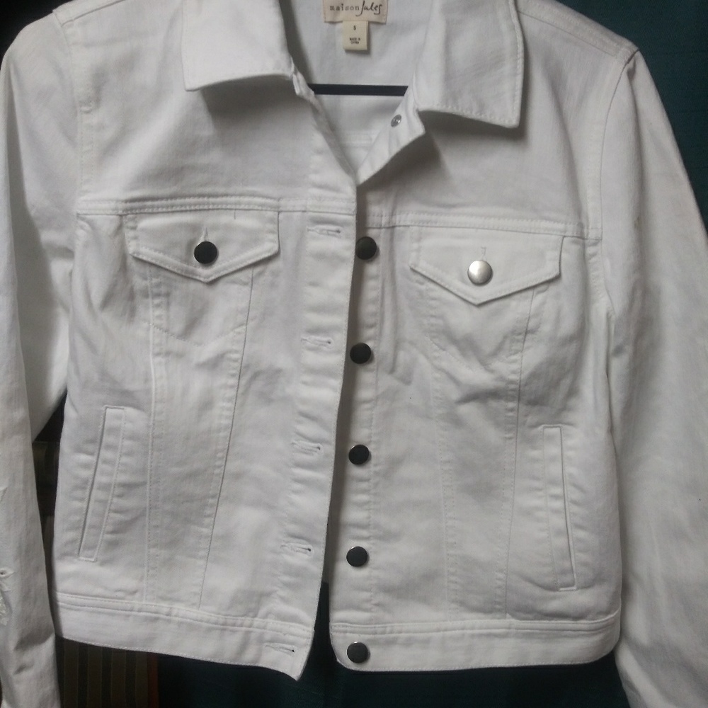 White embroidered jean jacket